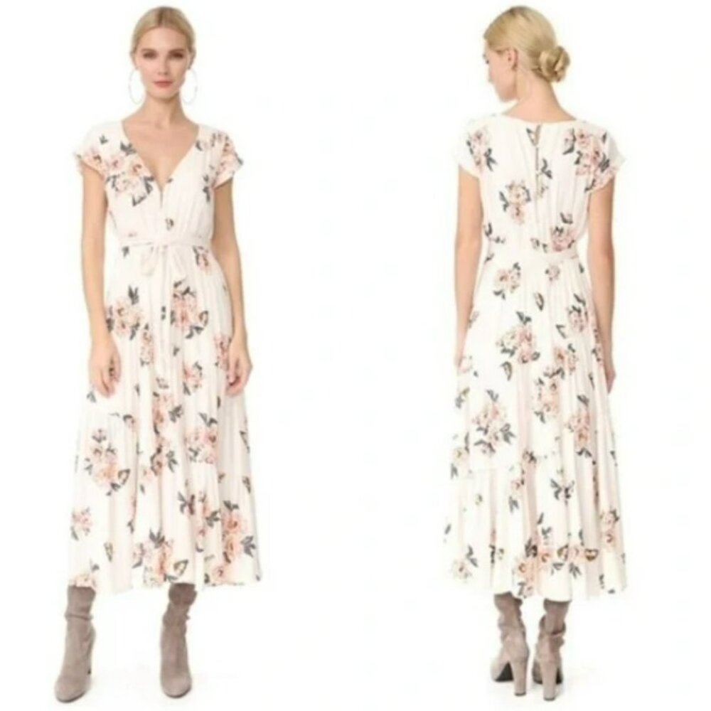 Free People Ivory Floral All I Got Maxi Dress Sz 6